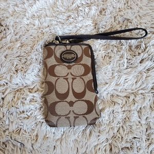 COACH wristlet wallet tan brown